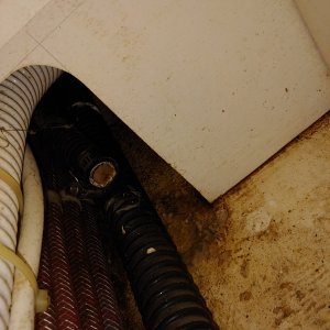 Section of sump pipe with broken nipple from shower sump