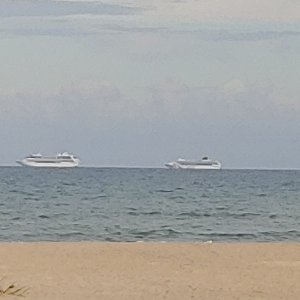 Cruise ships stored off of Cocoa beach.