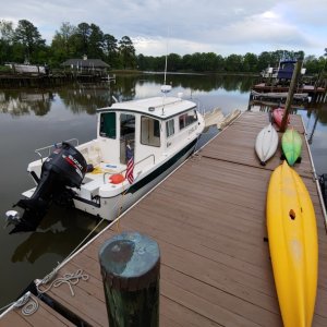 Mae-C at Steve's floating dock.