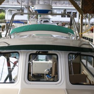 Boat mods 005 - Handrails mounted on "eyebrow"