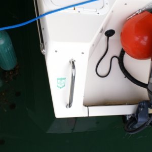 Boat mods 009 - Handrail on stern, port side (not shown: same on starboard).