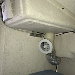 Mermaid air conditioner control, led light and air conditioner vent in v-berth.