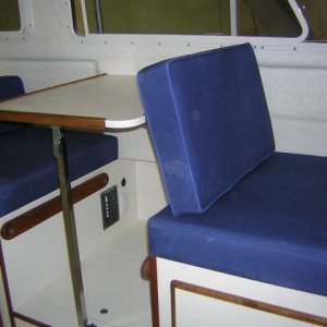 (Cygnet) DiveCat Dinette  Shore power, charger and inverter will go behind the switch panel for that stuff.