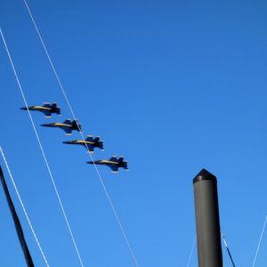 Blue Angels practice over the PNS NAS marina
