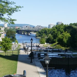 Another view of the Rideau canal "Flight of 8" stairstep locks at Ottawa, Ontario