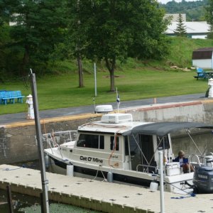 Maneuvering sideways into this spot was not easy, but we got a view of the river