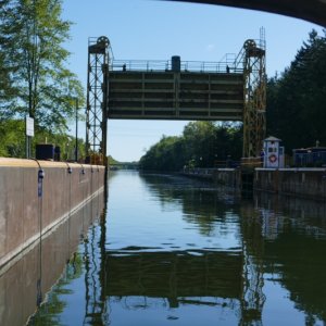 Erie lock 23 and guard gate.  If you are speeding, the lock attendent might free the guillotine onto your boat.  Bad Boating Day.