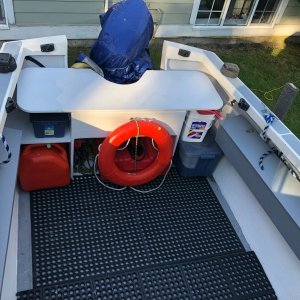 Media 'Two side boxes built and a shelf at the back to keep more organized' in album 'On the water again! (finally)'
