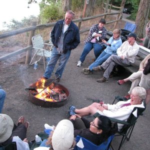 Joe (R-Maty  08 SB CBGT) Telling Stories around the campfire.  Everybody having a great time.