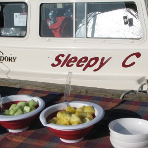 Media 'Breakfast on the dock alongside SleepyC 2009' in album 'Sequim Bay State Park walk and Dock.'