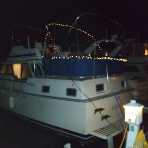 Media 'Mainship 36 trawler (Christmas time!)' in album 'Slow Lane at the marina where I bought her. Next to a nice Mainship 40 trawler'