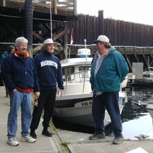 Fred, Brock and Roger at Langley in front of the Betty Louise.