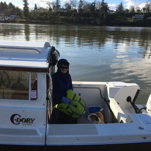 2/5/20 - Sand Island Marine Park, across the channel from St. Helens, WA.  Our dog Lucy loves to be on the water.
