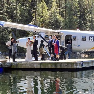 Float plane wedding party