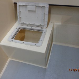 Step locker hatch open