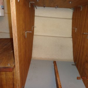 Under the helm seat was this storage area originally filled by an ice box of sorts. See next photo.