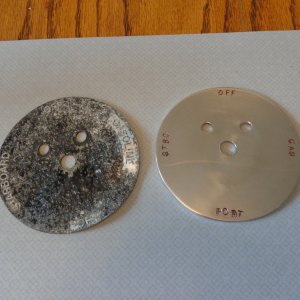 January 2015 - Unable to locate just the indicator plate so Joe removed the old one and built a new one.