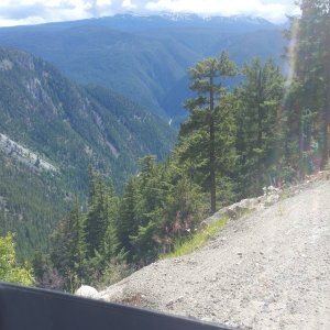 Bella Coola road. afraid of heights you might skip this one.