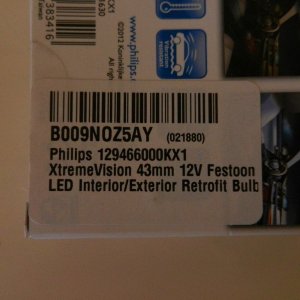 Media 'Festoon bulb part number' in album 'Replacement festoon bulb installed'