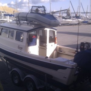 Dingy on the racks... ready to go.