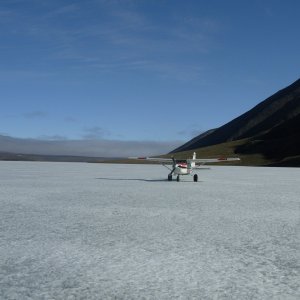 Media 'Landing on the ice at Nunya Lake' in album 'Trout fishing at Nunya Lake'