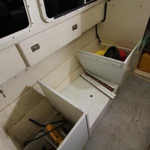 Dinette before..love those little rusty brackets and tiny screws...ppppffffftttttt!!!!