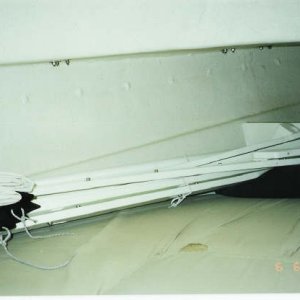 We can store the parts for the top in the V-berth.