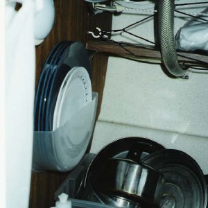 Shelf was added for storage, plate holder and light for those midnight snacks.