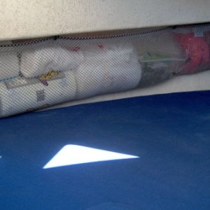 Media 'Storage net, port side cabin.' in album 'Cajun Dory and tow vehicle'