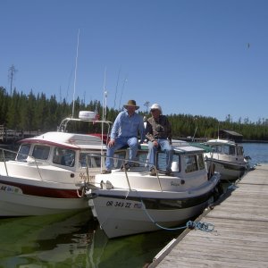 Voyager & Halcyon with Farwest lll in back.  Bill and Jay sitting on cabin roof