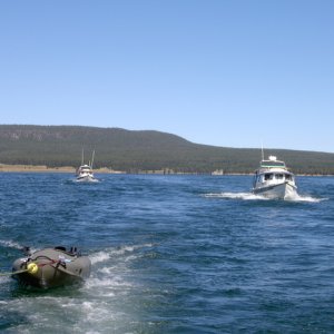 Seaspray and Voyager behind Mokai