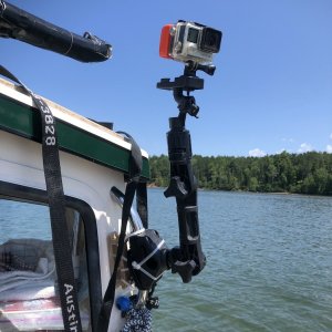 Media 'Scotty replacement hand hold as camera mount -- the Gear-Head can swing up and be used for mounting other things, like this camera mount.' in album 'Scotty Deck Mount Rod Holder w #254 Rod Holder Extension'