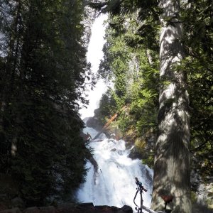 Put together my bike and toured Stehekin.  This is Rainbow Falls going full blast.  The spray could be felt 1/8th mile away.