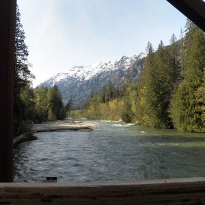 Media 'The view from the Stehekin River bridge, about 5 miles up the road from the marina.' in album 'Dropping down into Lake Chelan.'