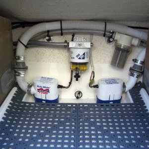 bilge - 2 fully independent bilge pumps, Racor fuel filter, strainer for washdown pump