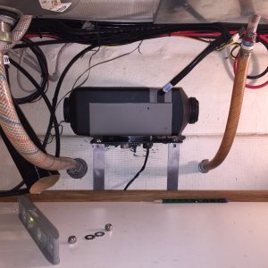 View of Mounting plate with heater sitting on it.