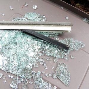 Pulling the broken glass out was easy, although messy.