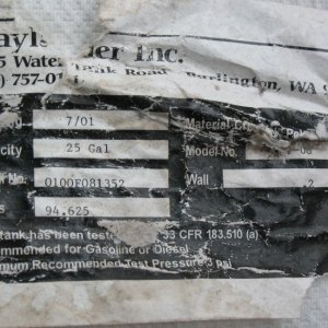 Media 'Label from tank.' in album '25-Gallon tanks for 22 Cruiser.  Stock in 2002.'