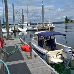 Stopping in at Boston Harbor Marina to top off the tanks before heading north.