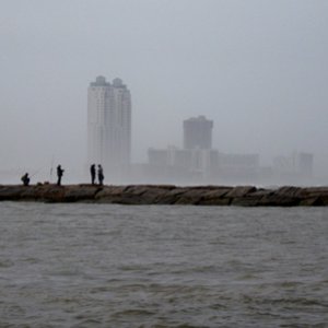 silhouettes on the jetties