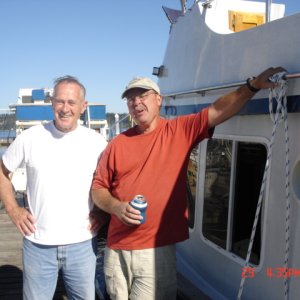29 August 2007
Port of Brownsville
Joe (R-MATEY)and Doug (former owner of 22CD LIBERTY CALL). Doug's latest vessel is 30' Willard aka LIBERTY CALL