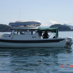 19 June HALCYON & view of Mount Baker