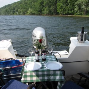 Having our Anniversary Dinner on the C-Dory