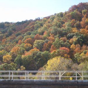 In the locks looking at the beautiful fall colors.