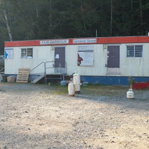 The store at Fair Harbour.  There are a couple of trailers up in the woods behind the store for employees.  That is all there is to Fair Harbor.