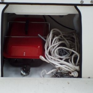 Media 'Bilge area used for stowage w/o gear resting in water' in album 'Creature Comforts Made from 50 YO Mahogany.jpg'