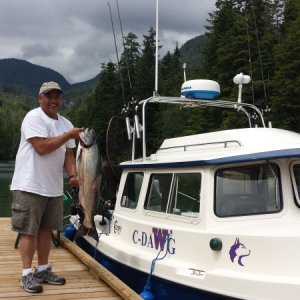 Peter's big fish, the very first fish caught on the trip was the biggest at 23lbs.  Not a very good picture of how big it actually was.