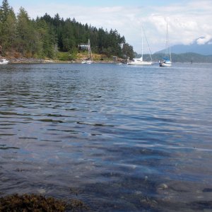 Galley Bay.  We sure look small.