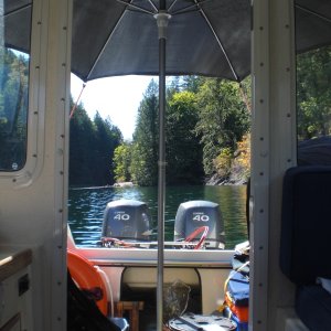 Anchored at the head of Roscoe Bay.