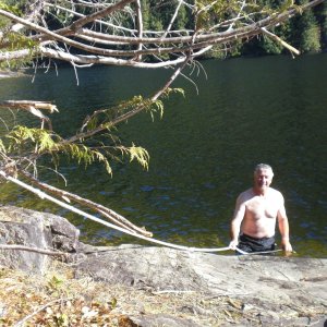 Media 'Martin taking a dip in Black Lake.' in album 'Majestic Desolation Sound.'